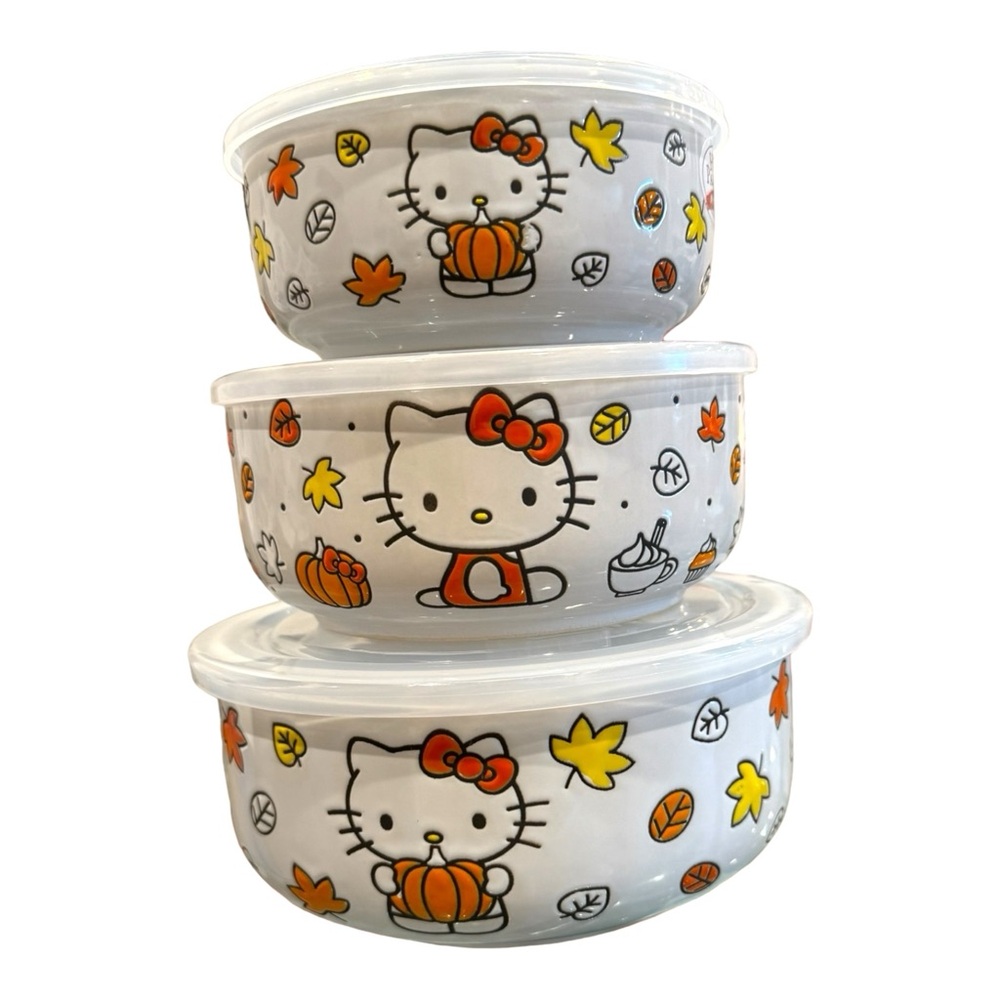 HELLO KITTY FALL DISH SET W/ LIDS